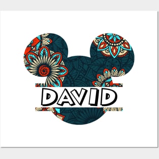 David Name With Seamless Pattern Posters and Art